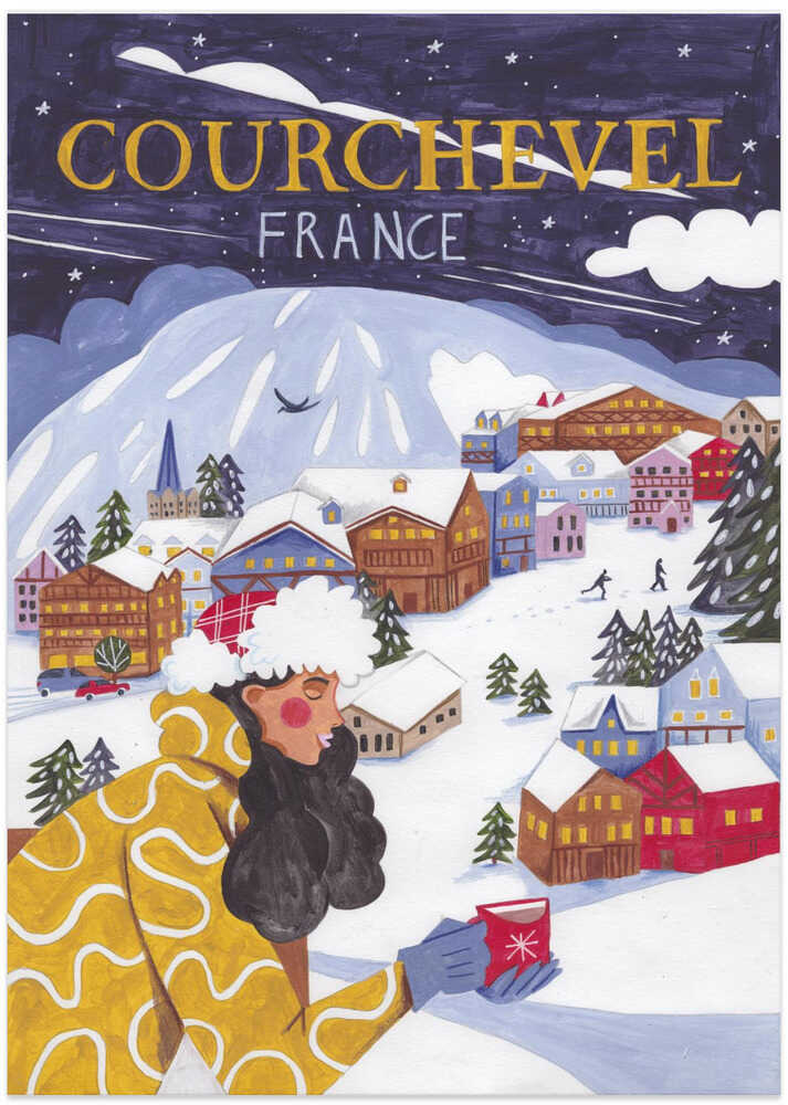 Travel Poster woman in France, Courchevel