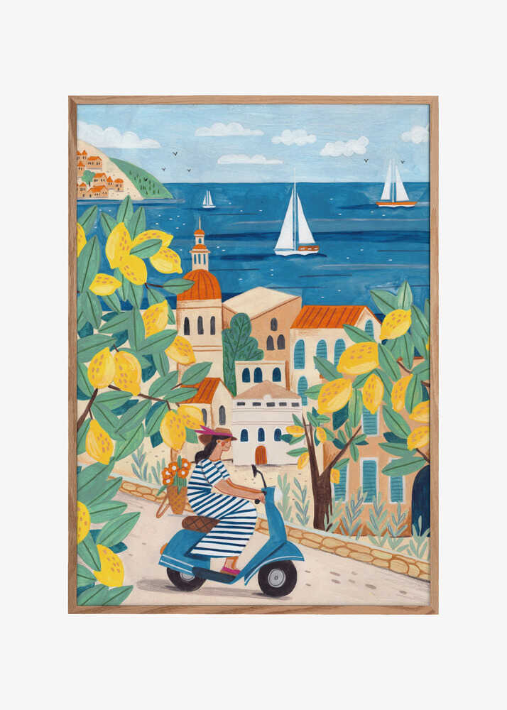 Travel poster woman on the Amalfi coast, Italy