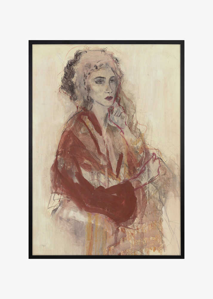 Contemplative Woman In Warm Red Tones