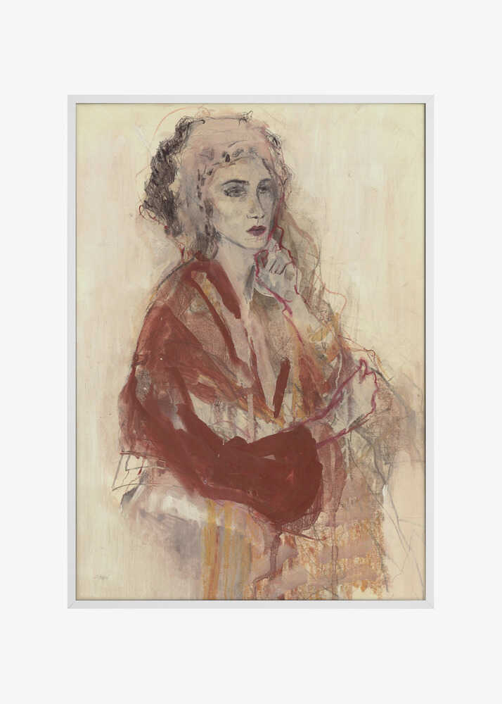 Contemplative Woman In Warm Red Tones