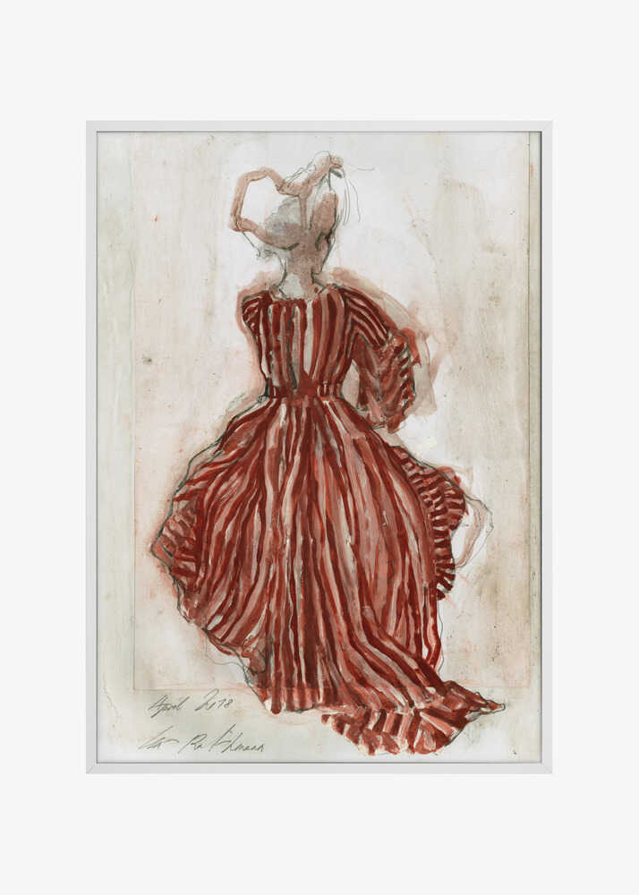 Woman In A Red Striped Dress