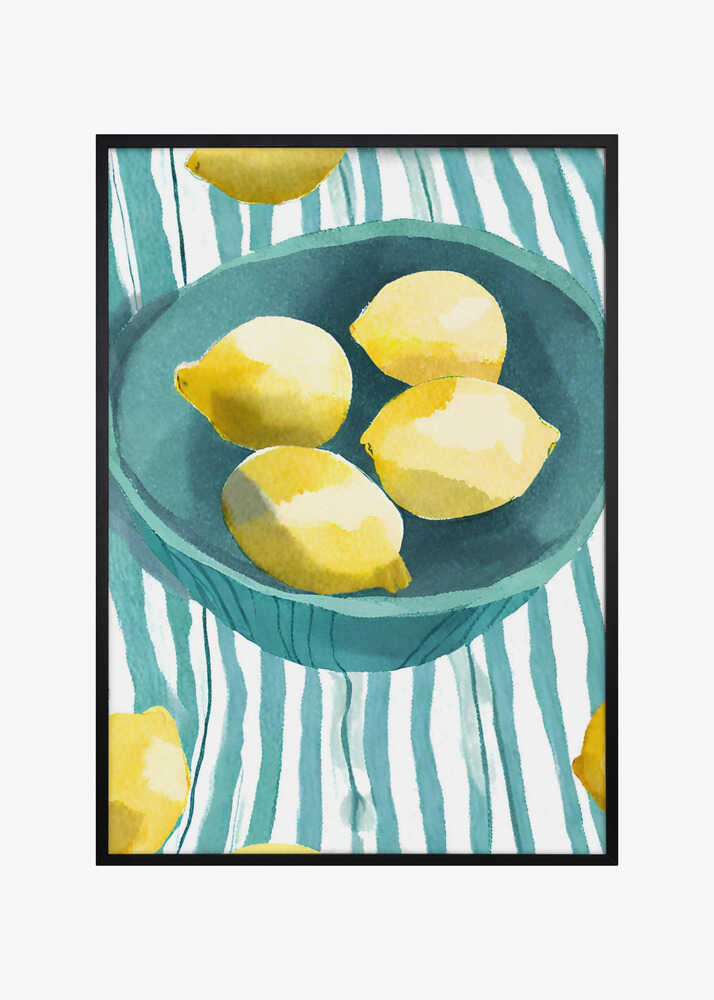 Zitronen in türkisfarbener Schale