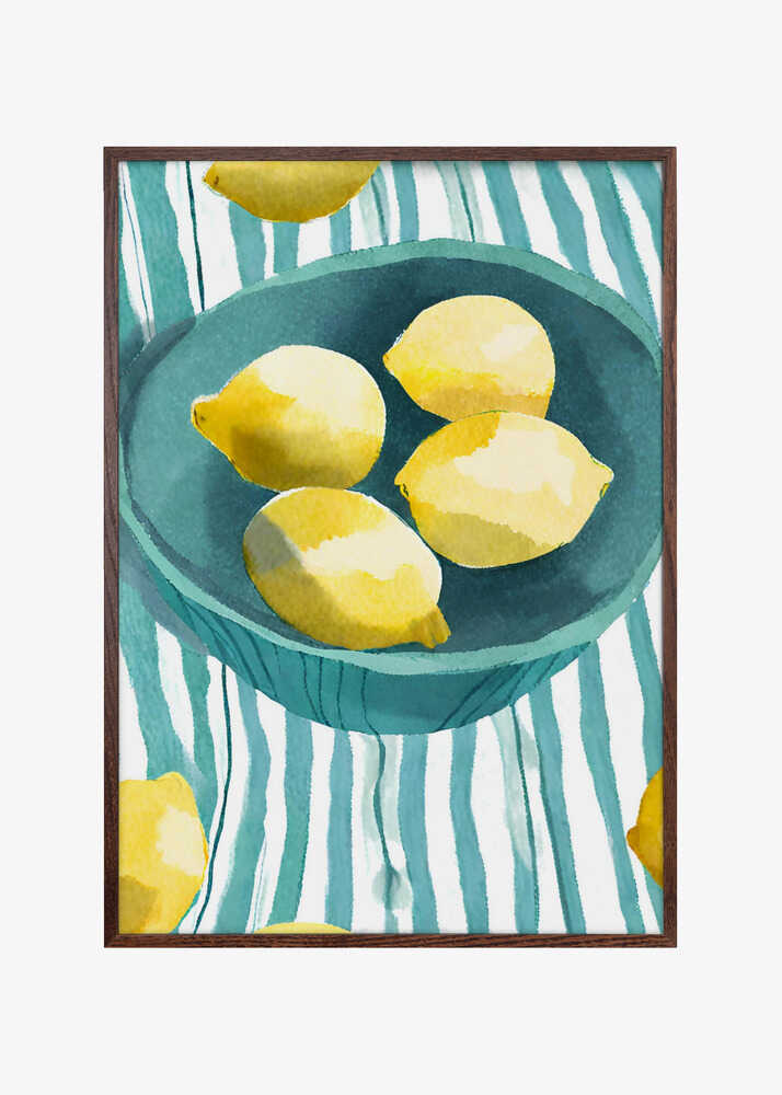 Zitronen in türkisfarbener Schale