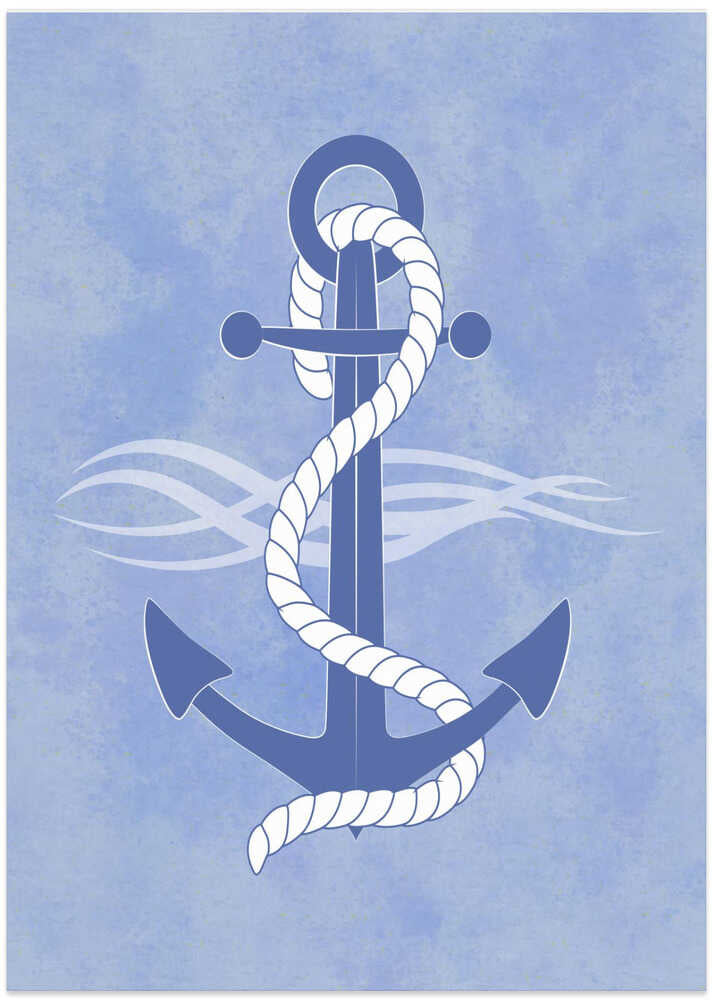 Blue Anchor Wrapped in a White Rope