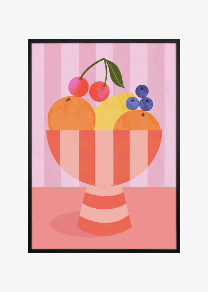 Fruit in Striped Bowl