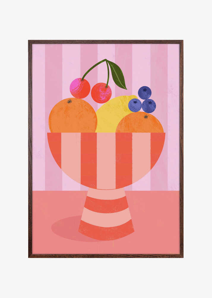 Fruit in Striped Bowl