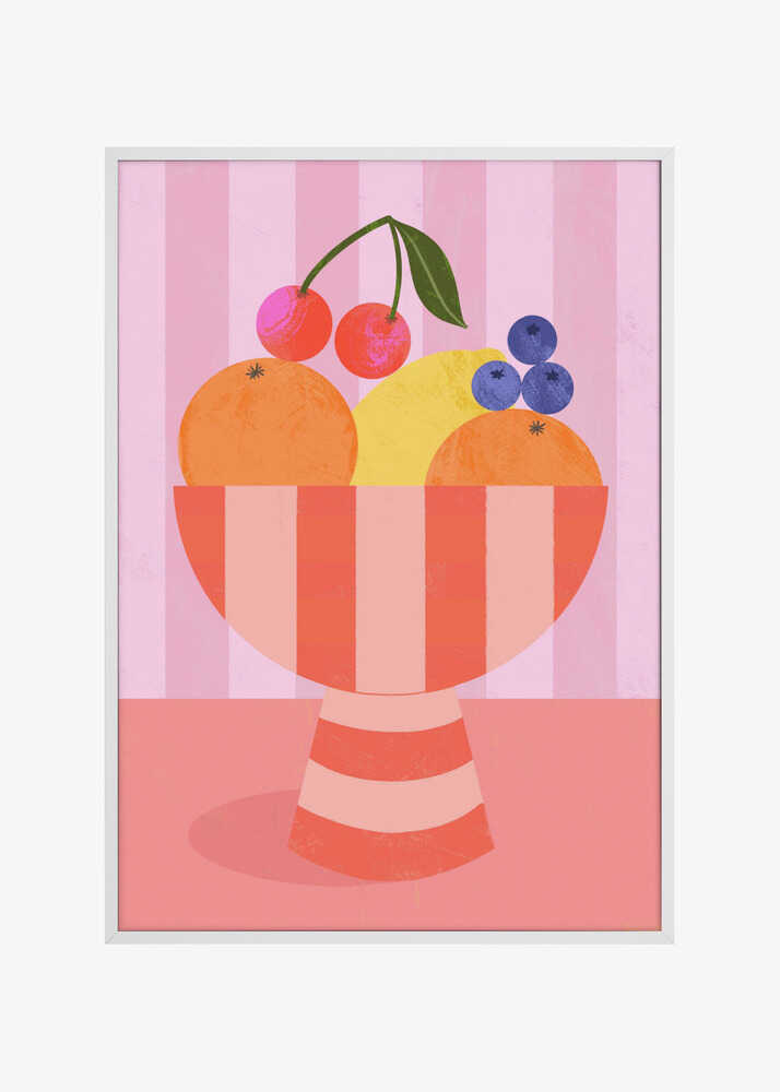 Fruit in Striped Bowl