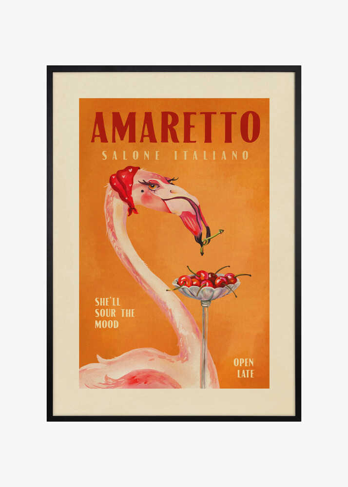 Amaretto Flamingo Art Deco Italian Cafe Travel Art
