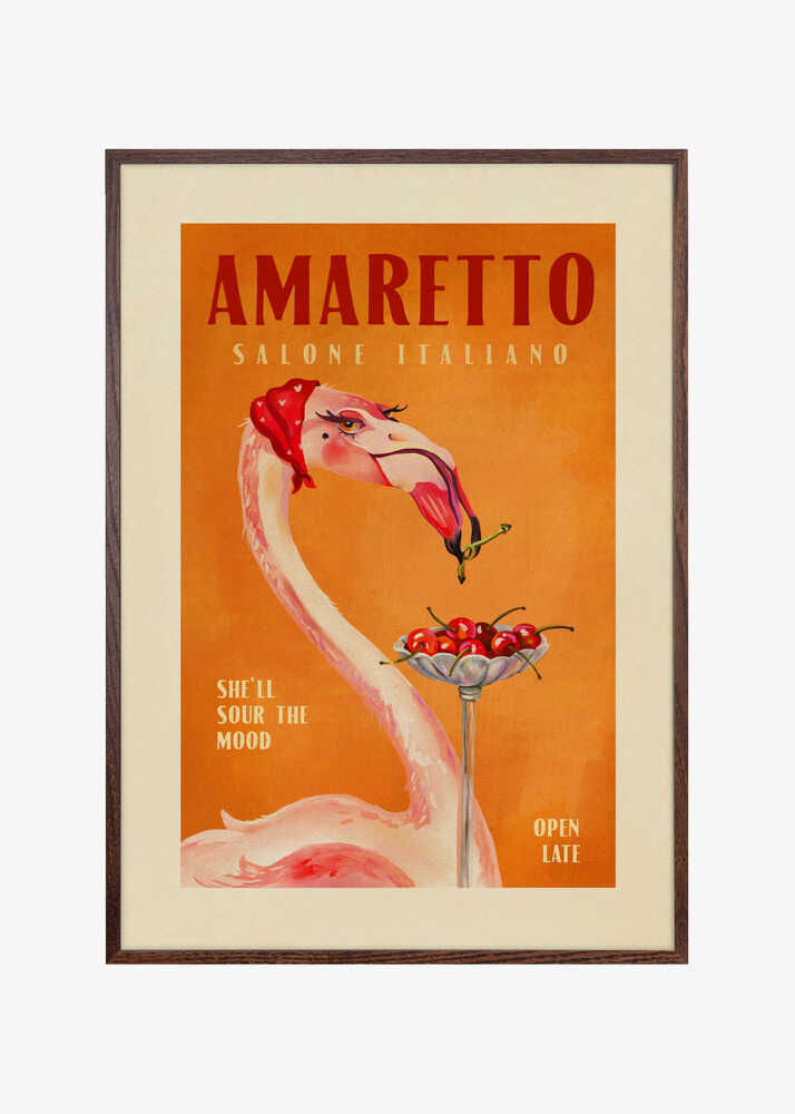 Amaretto Flamingo Art Deco Italian Cafe Travel Art