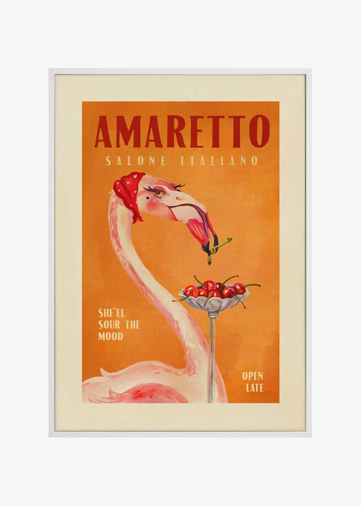 Amaretto Flamingo Art Deco Italian Cafe Travel Art
