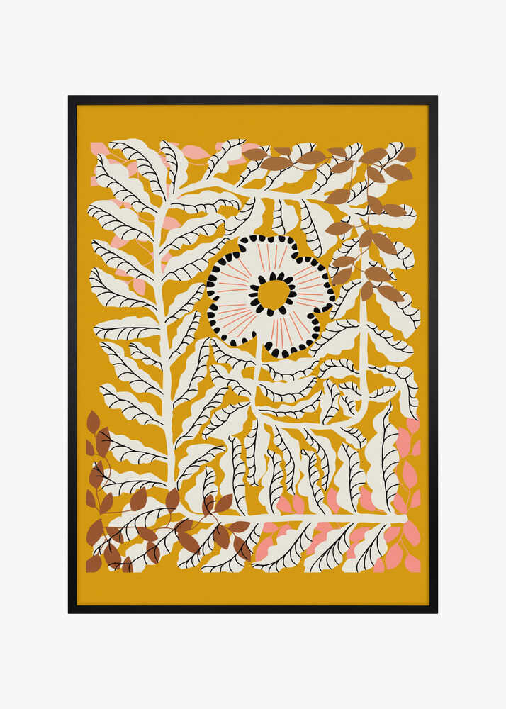 Fern leaves and flower mustard