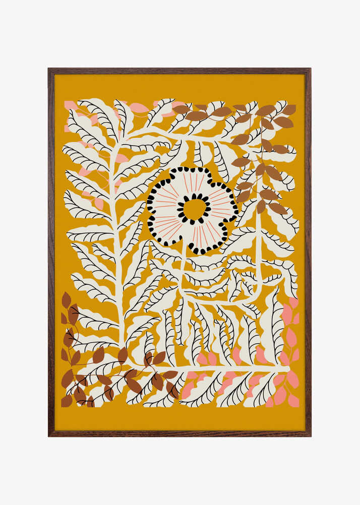 Fern leaves and flower mustard