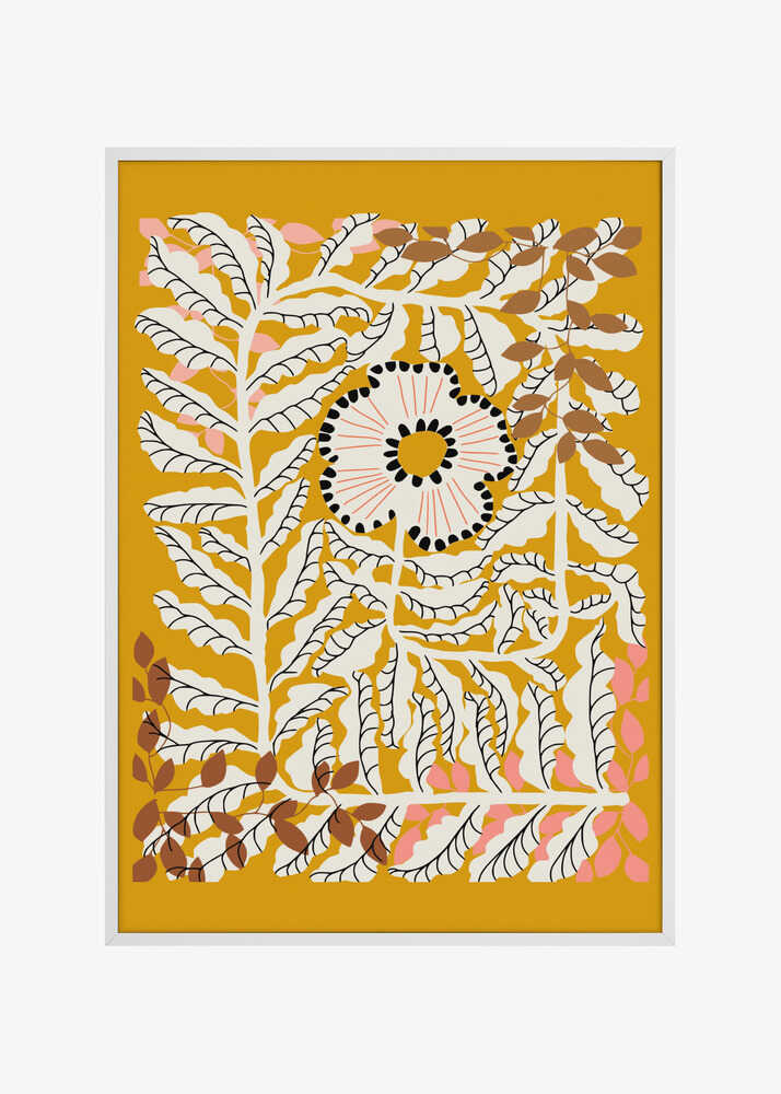 Fern leaves and flower mustard