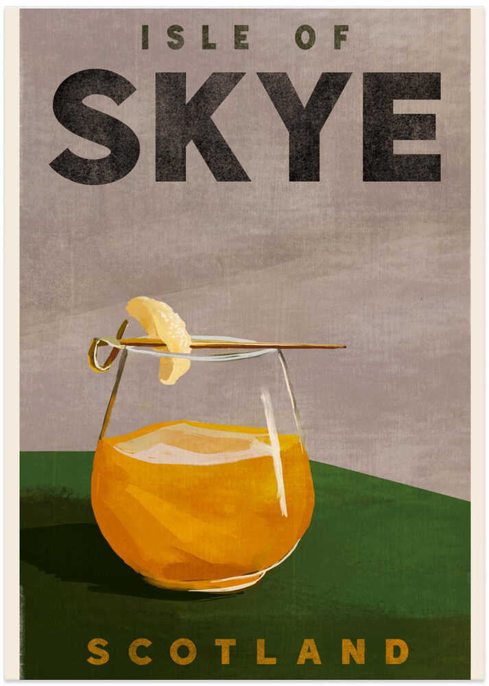 Isle Of Skye Scotland Scotch Cocktail Travel Poster