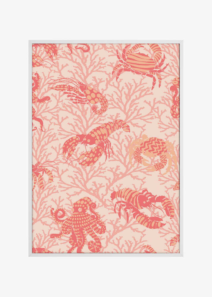 Coral and Lobster peachy fuzz pattern