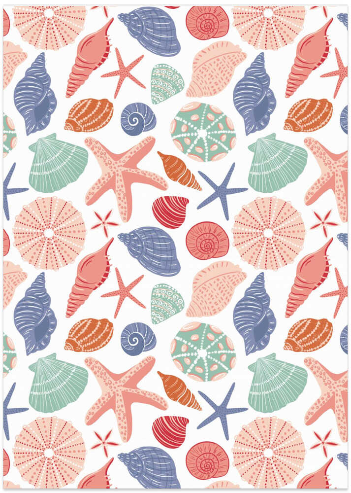 Seashells and Starfish - White