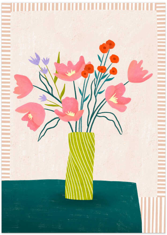 Colorful Blossoms in Stripes