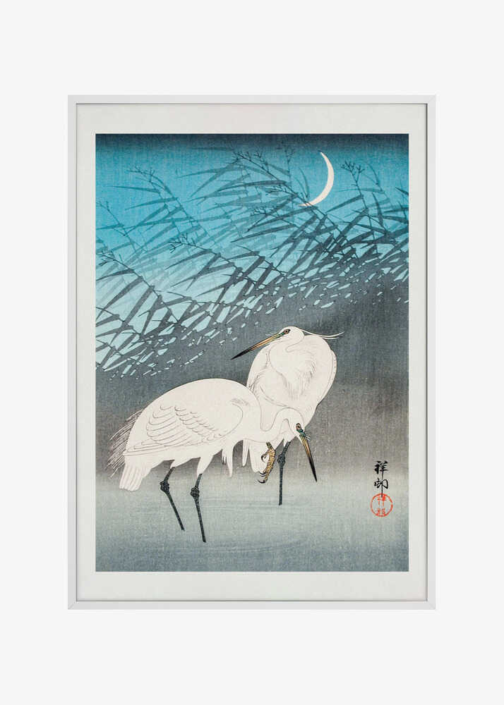 Egrets and Reeds In Moonlight (1926)