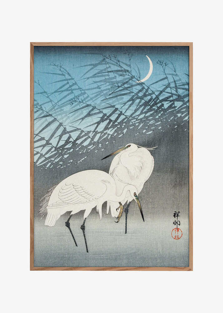 Egrets and Reeds In Moonlight (1926)