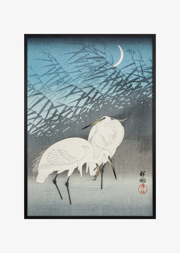 Egrets and Reeds In Moonlight (1926)