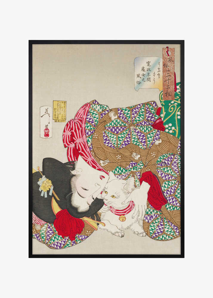 Woman With Pet Kansei Era (1888) By Tsukioka Yoshitoshi