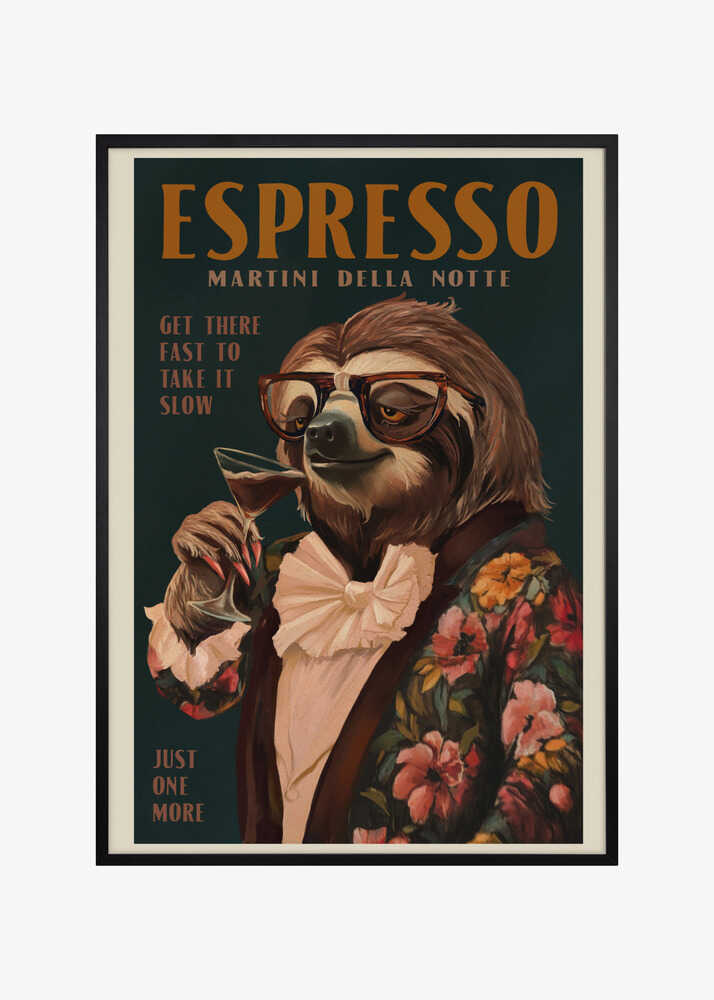 Art Deco Espresso Martini Drinking Sloth