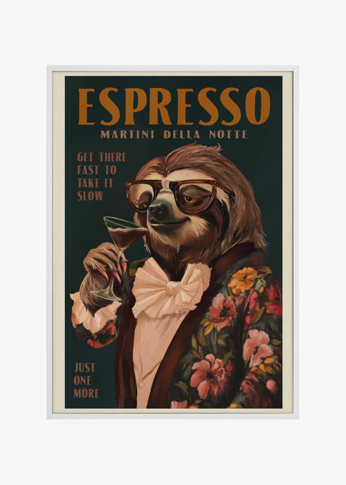 Art Deco Espresso Martini Drinking Sloth