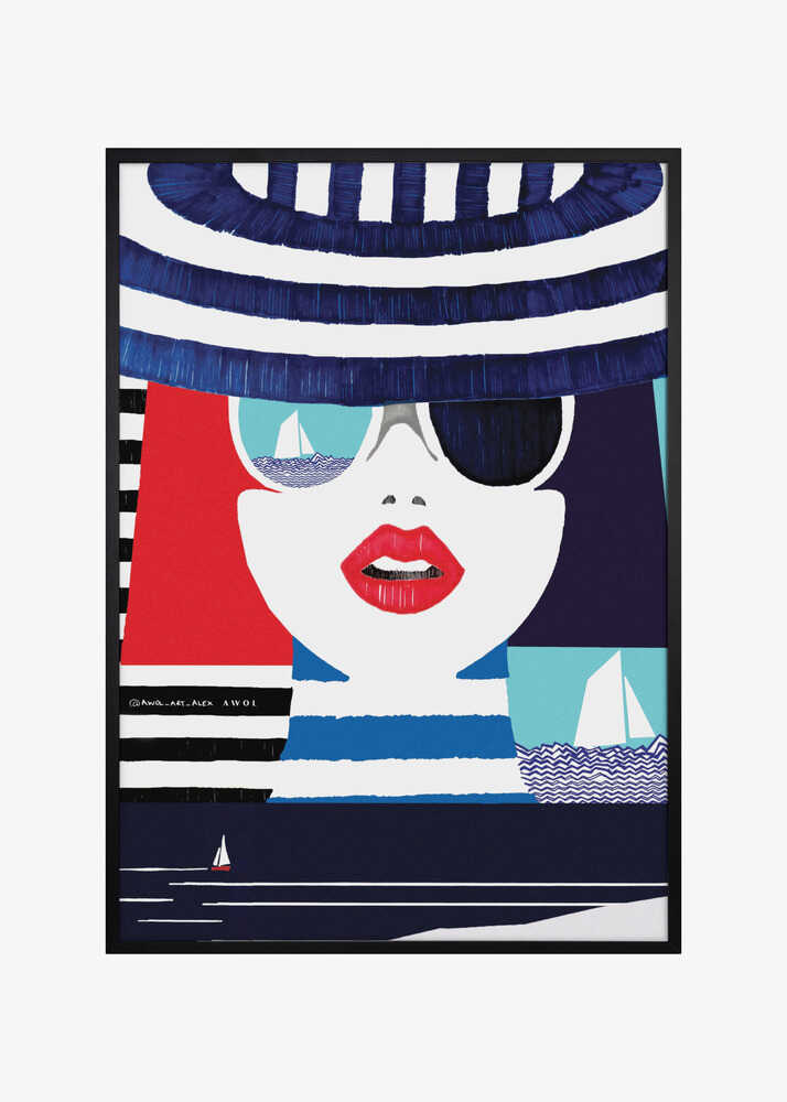 Riviera Style, Graphic Nautical Art Print Portrait