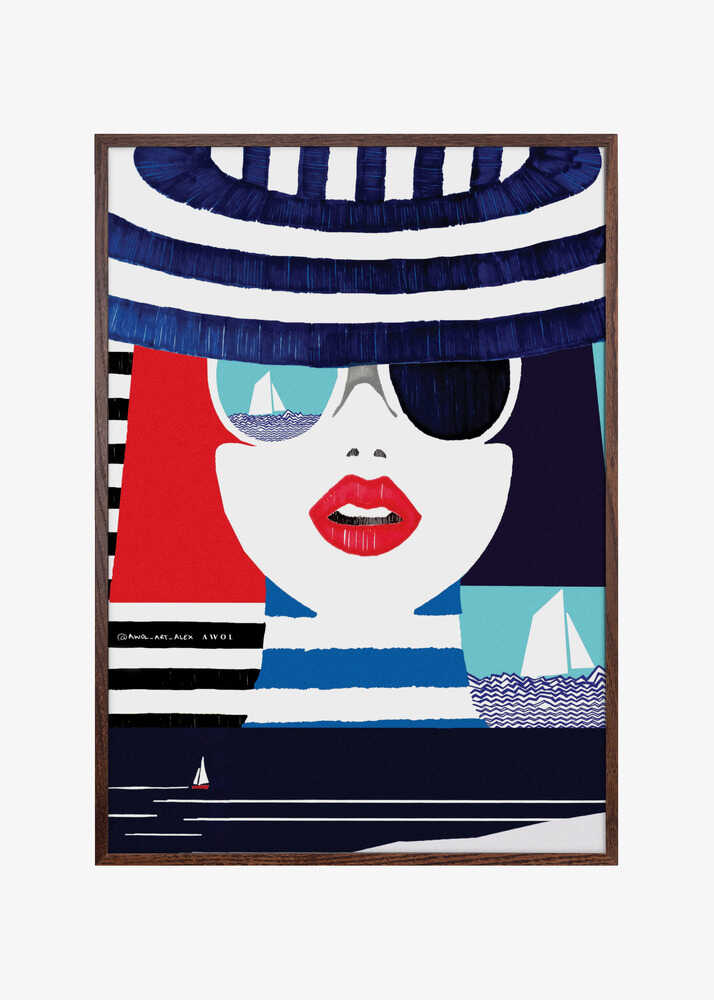 Riviera Style, Graphic Nautical Art Print Portrait