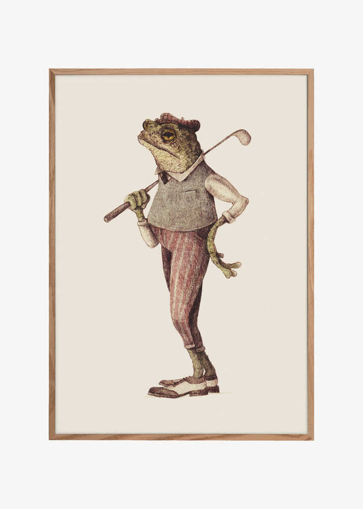 Frog In Vintage Golf Attire