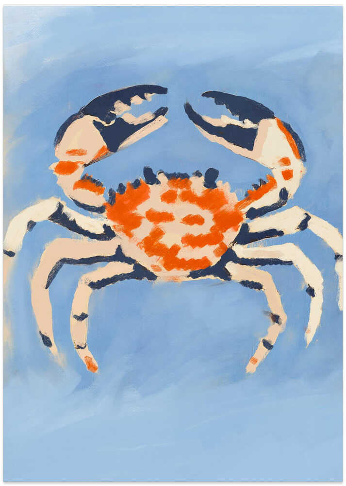 Crab on Blue Canvas