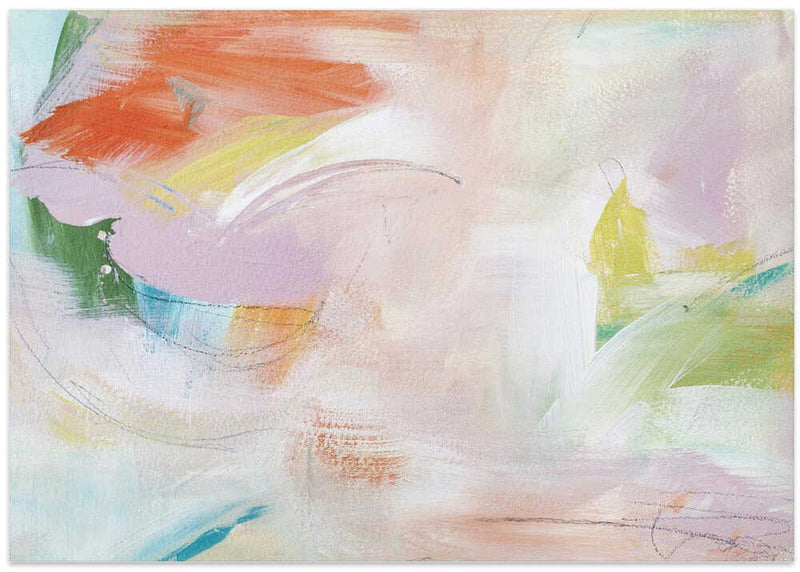 Dynamic Brushstrokes of Orange Green and Purple