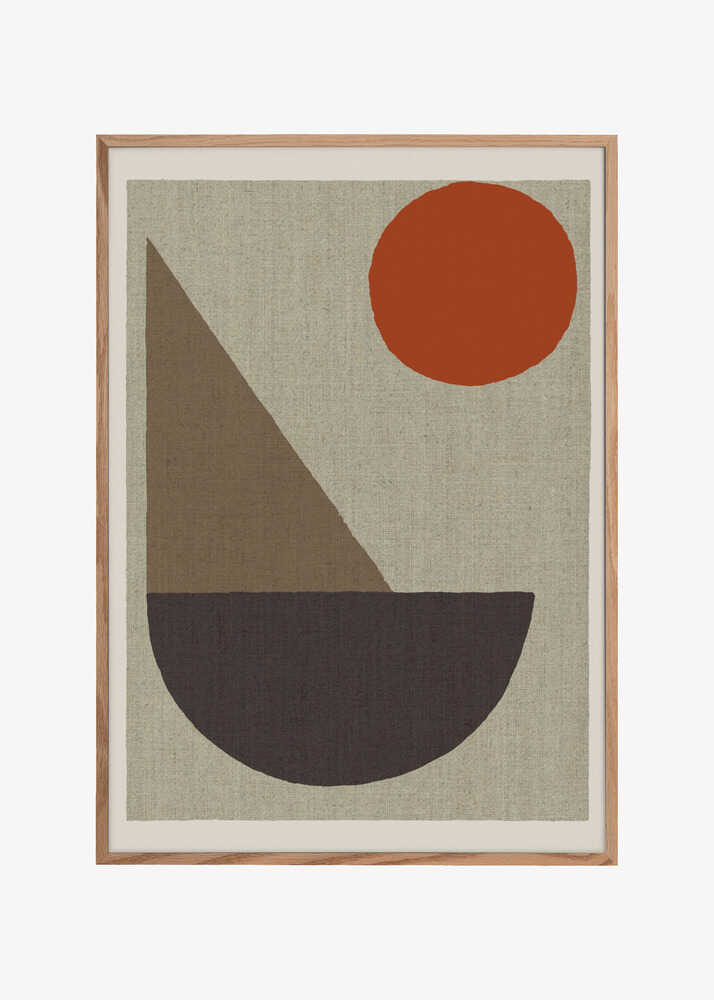 Abstract Shapes in Earth Tones with Red Circle