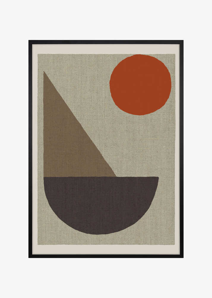 Abstract Shapes in Earth Tones with Red Circle