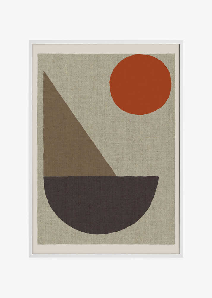 Abstract Shapes in Earth Tones with Red Circle