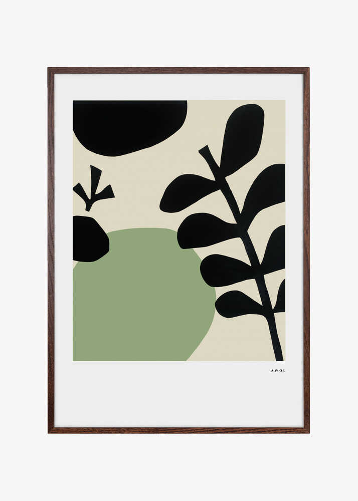 Black And Soft Green Organic Shapes