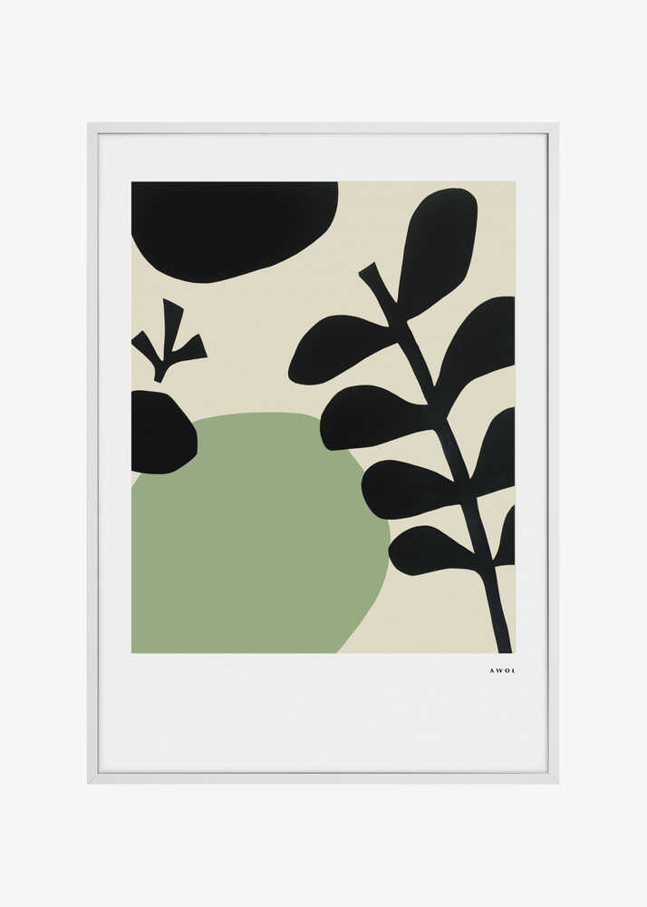 Black And Soft Green Organic Shapes