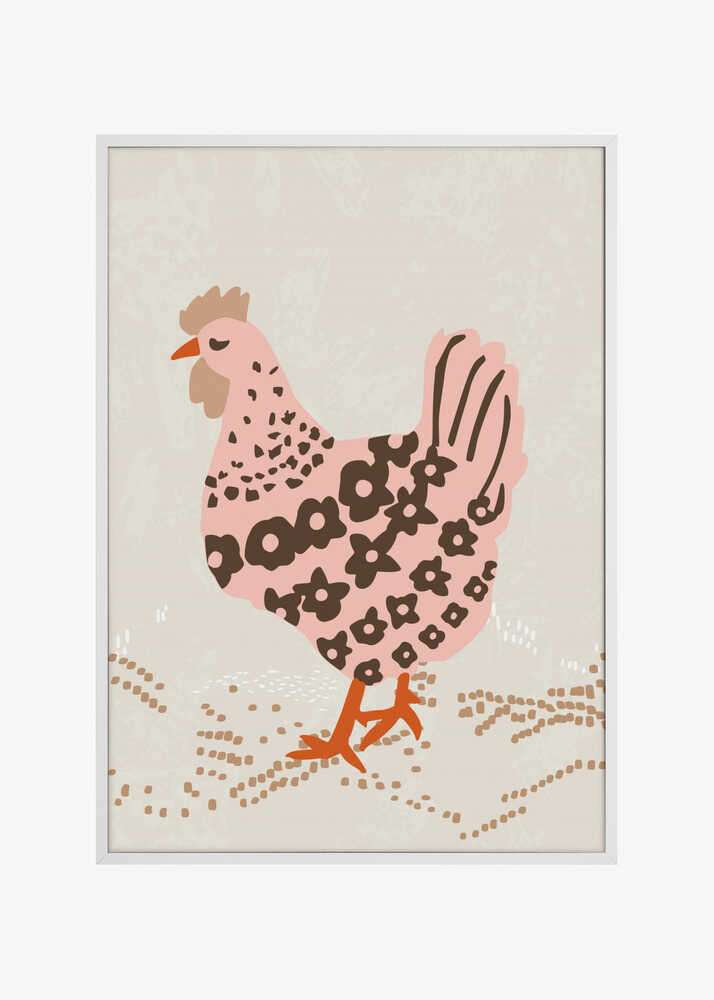 Pink hen on the grass