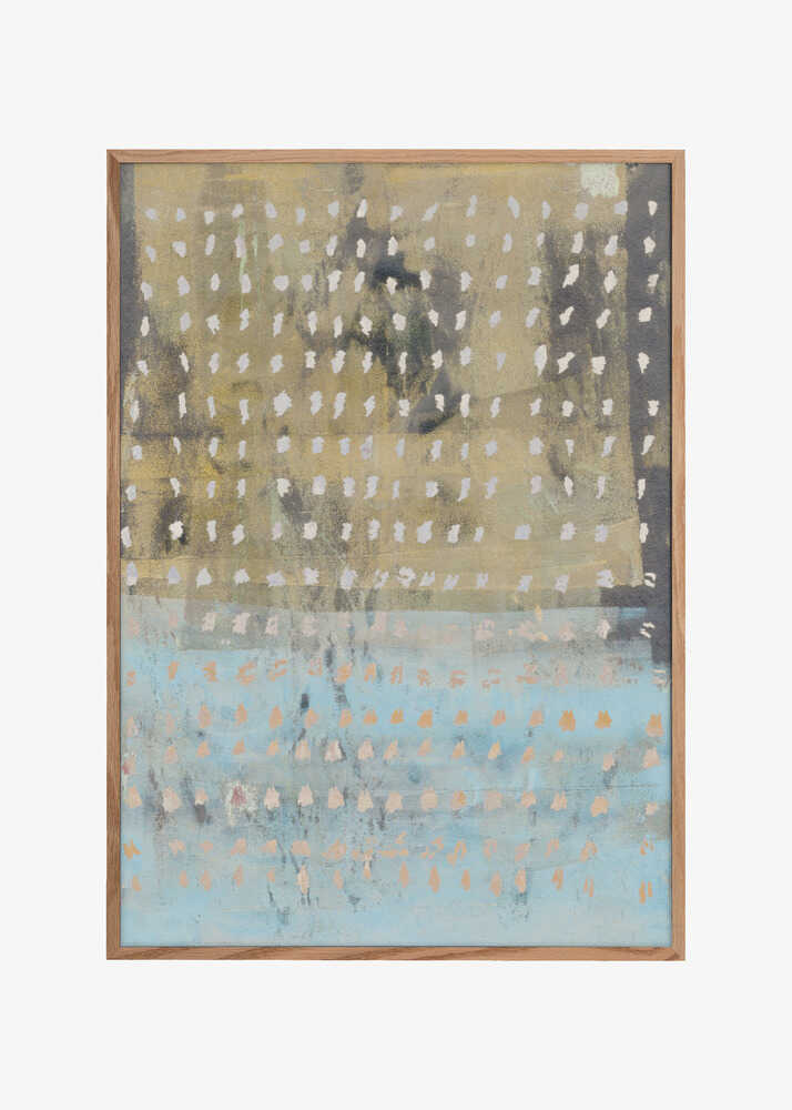 Contemporary Abstract In Yellow, Taupe, Light Blue