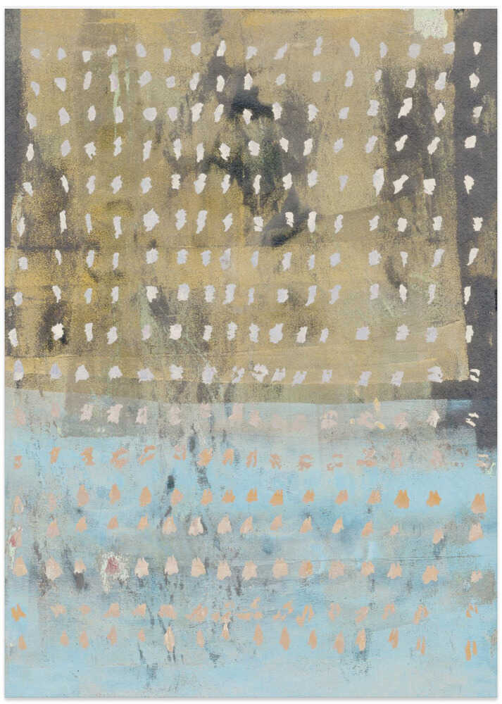 Contemporary Abstract In Yellow, Taupe, Light Blue