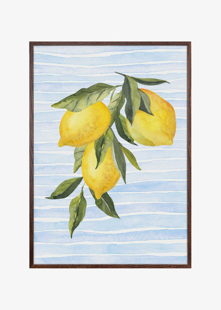 Lemons on Stripes Watercolor