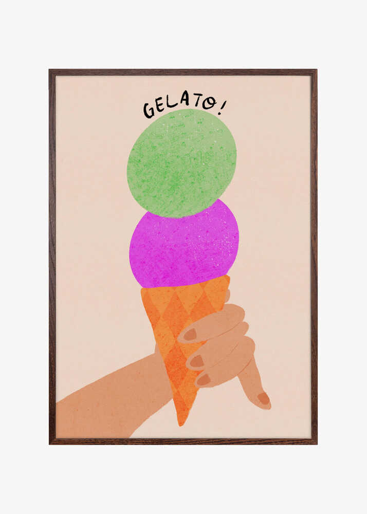 Gelato Blueberry and Mint Italy Ice Cream Typography Poster