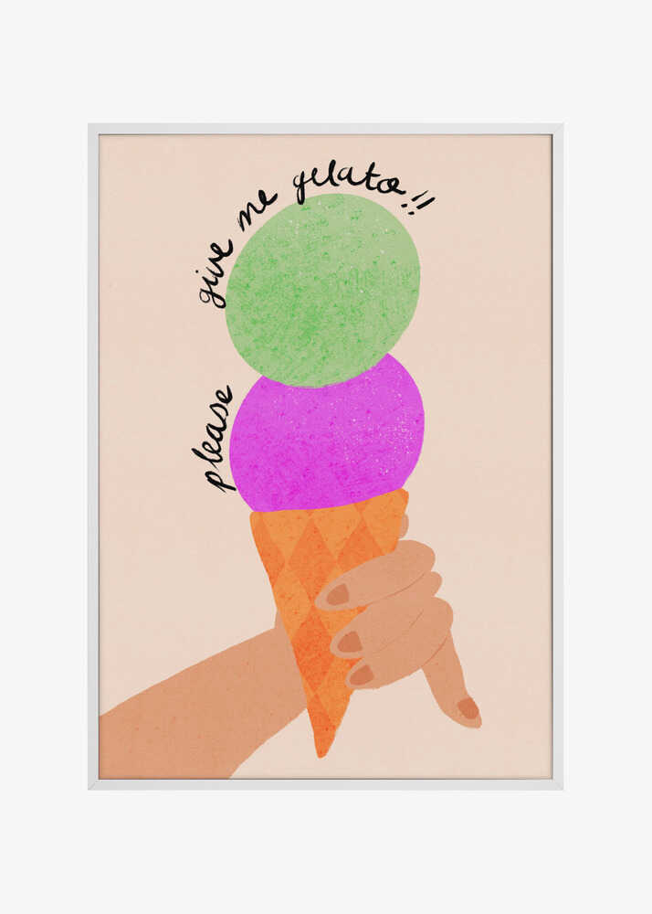 Please Give Me Gelato Ice Cream Typography Poster Blueberry and Mint