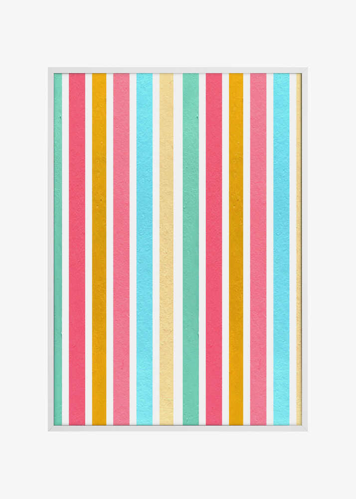 Vibrant Summer Stripes: Original Multicolor Pastel Acrylic Art