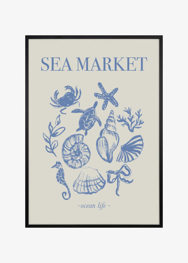 Sea Market Blue Artprint