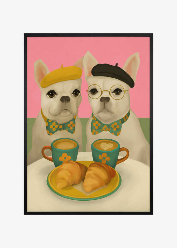 French Bulldogs At Breakfast Café