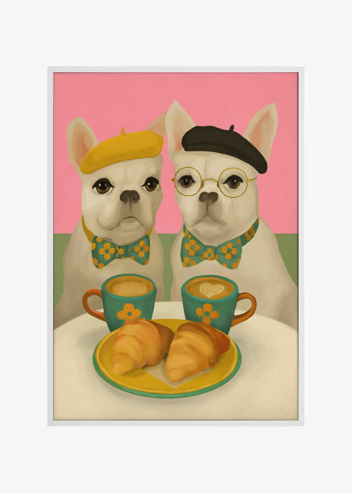 French Bulldogs At Breakfast Café