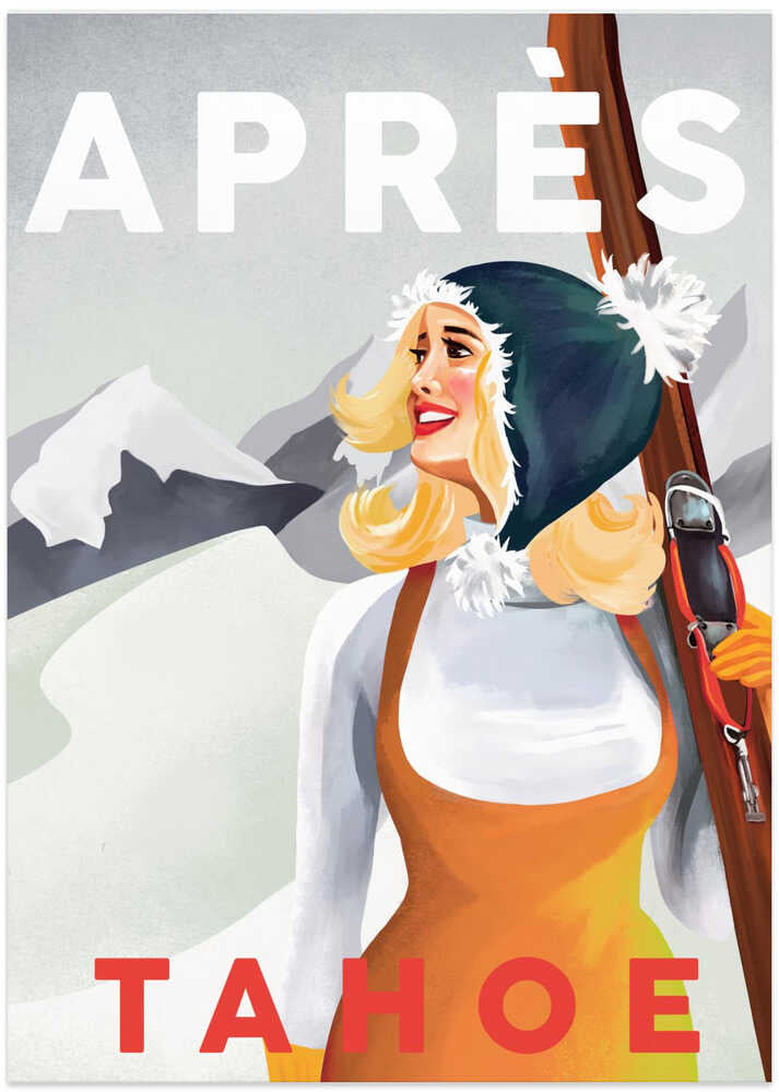 Apres Ski Lake Tahoe Vintage Pin Up Art