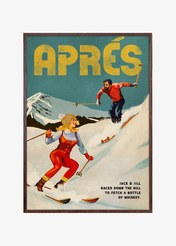 Vintage Pin Up Apres Whiskey Ski Couple
