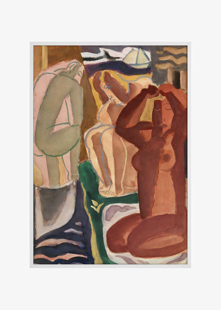 Two Bathing Women and a Bridge Figure 4x5 Clean